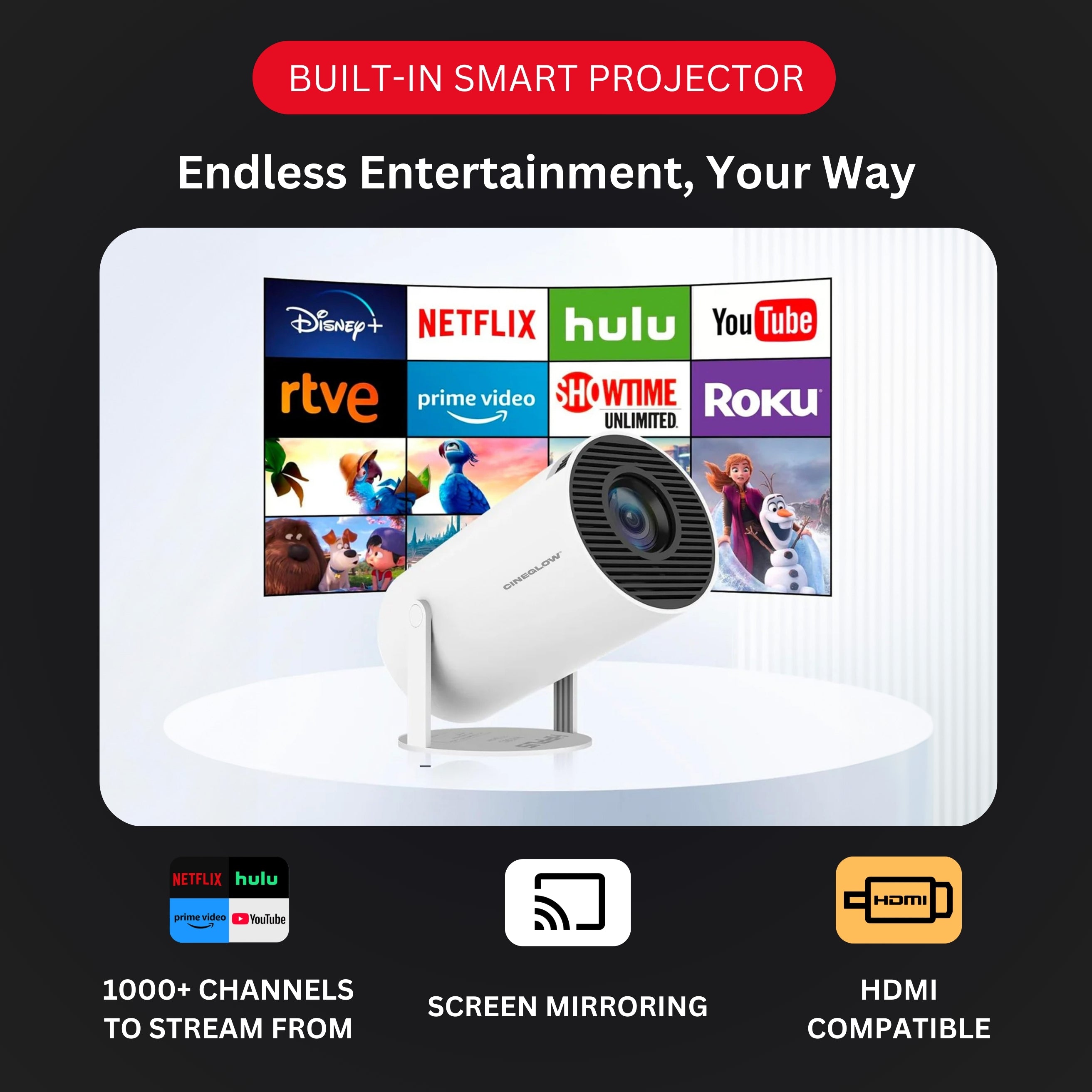 CineGlow® 4K UHD Enhanced Smart Projector